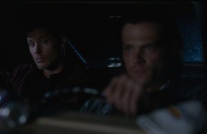 Dean glaring at Sam