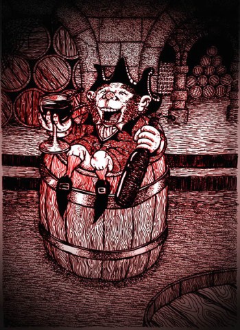 Cluricaun on a wine cask