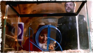 Crowley admires Rowena's handiwork