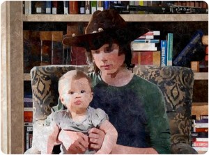 Carl confesses his guilt while Baby Judith stares straight at the camera. 