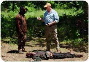 Morgan Eastman outside The Walking Dead Heres Not Here