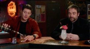 Crowley Dean pours drink Inside Man Supernatural