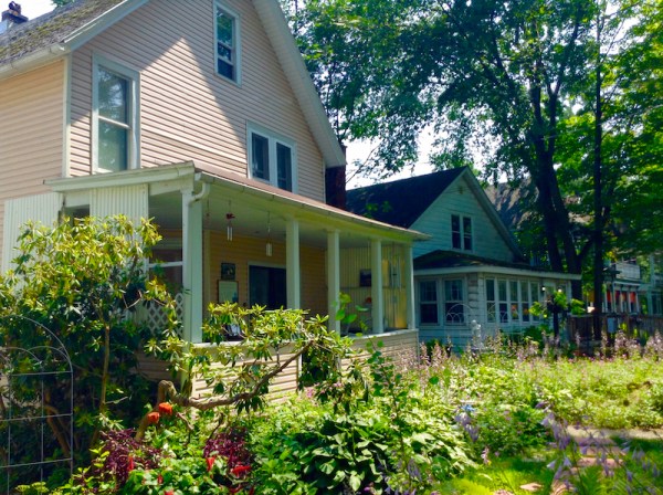Lily Dale Architecture summer peach and blue houses